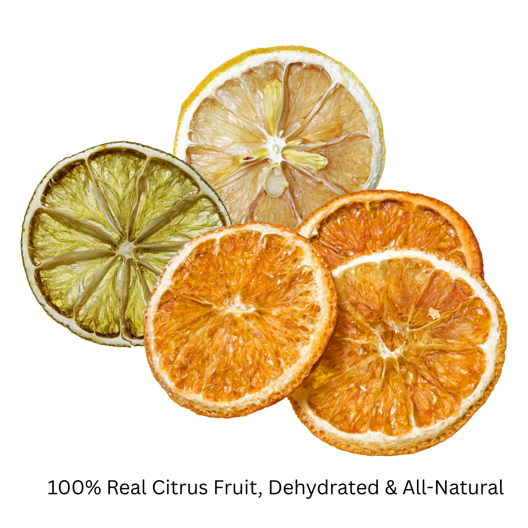 Assortiment d'agrumes déshydratés – Tranches de citron, citron vert et orange | Entièrement naturel et sans conservateur | Garniture pour cocktails, thé, pâtisserie et décoration
