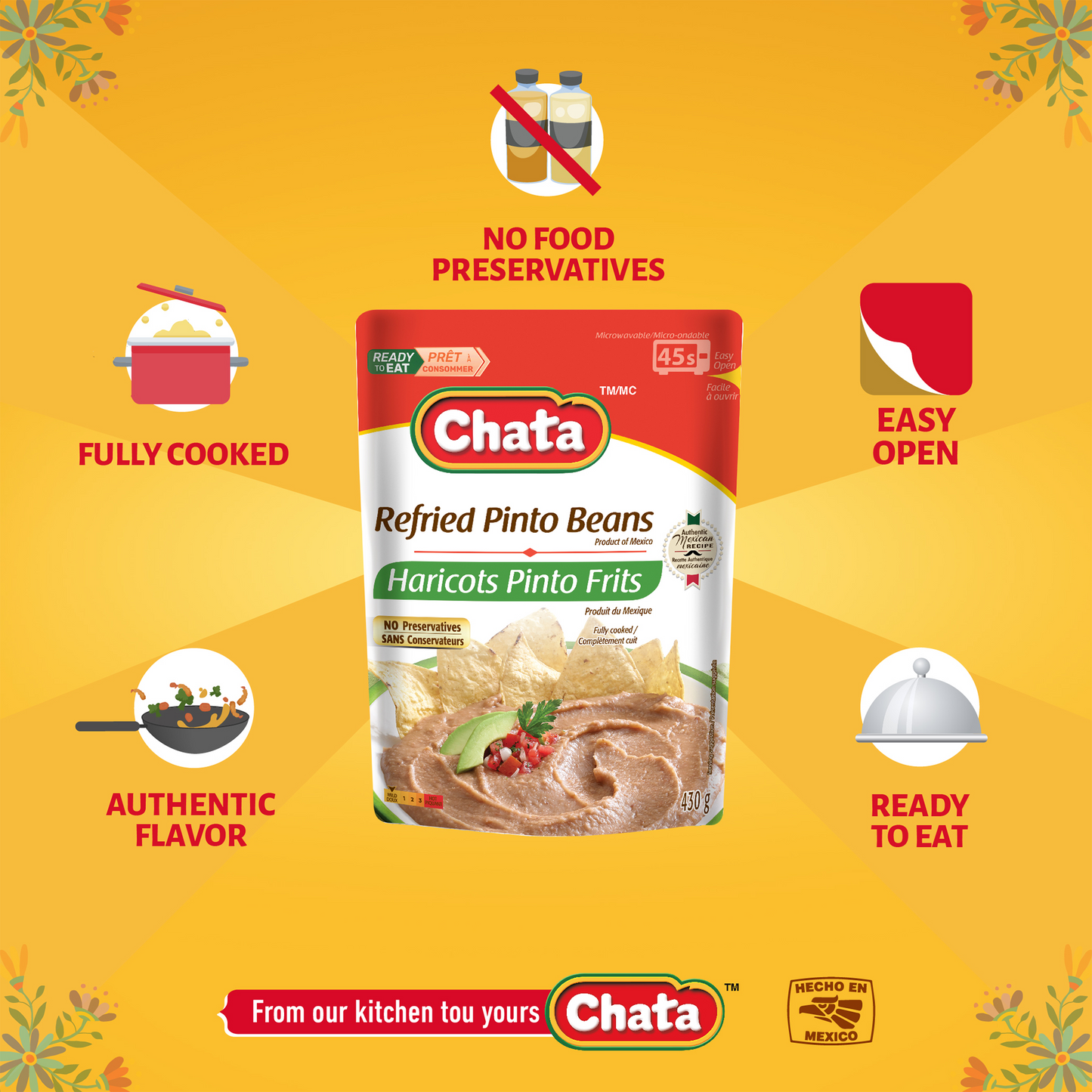 Haricots Pinto Frits Chata® 430g