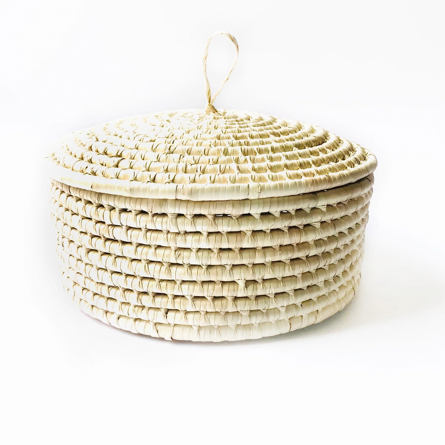 Panier en fibre de palmier à pain et tortillero blanc avec couvercle