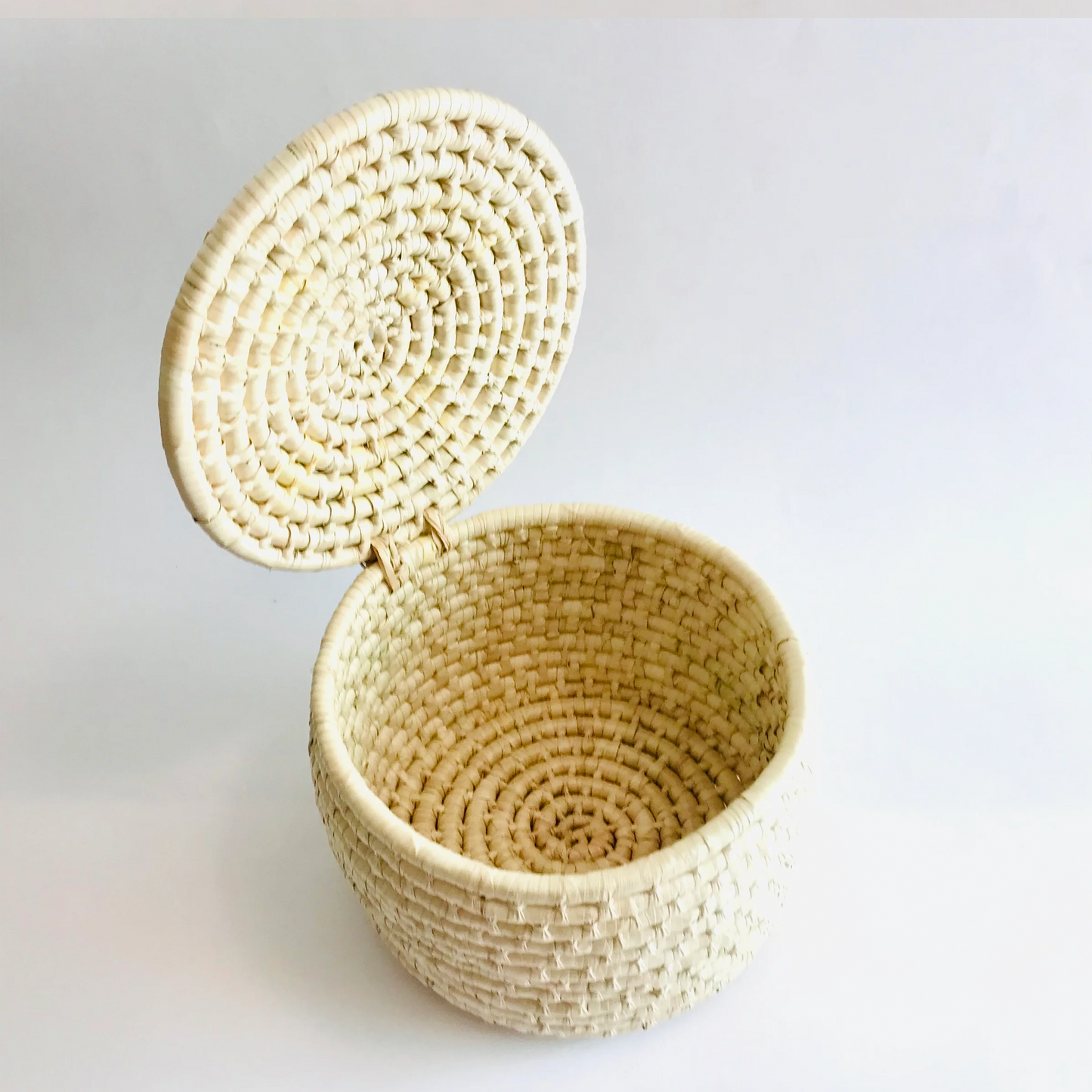 Panier en fibre de palmier à pain et tortillero blanc avec couvercle